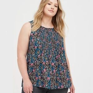 Floral Crinkle Smocked Tank
